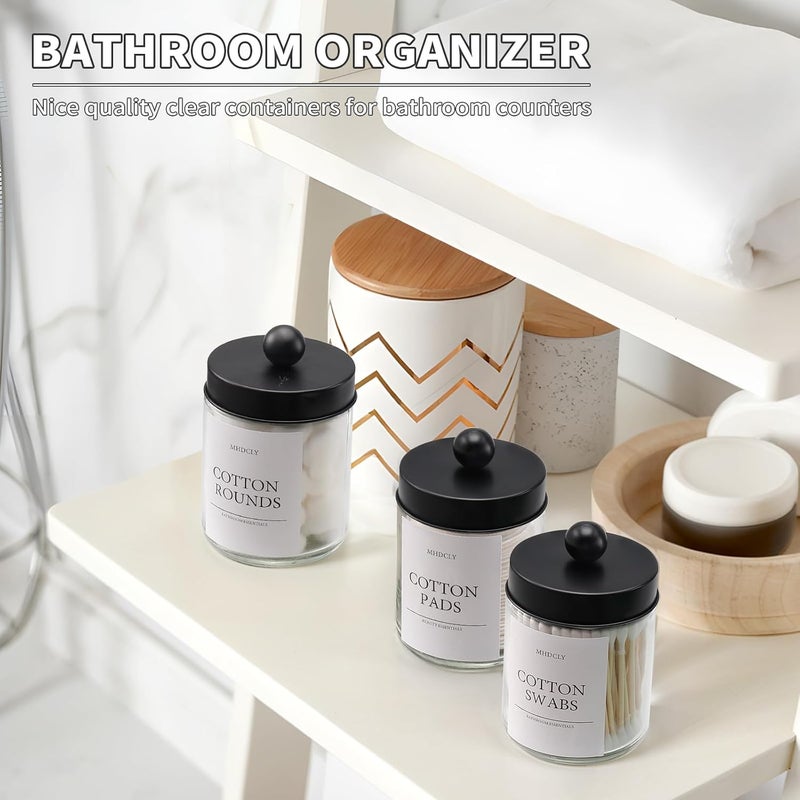 MHDCLY Bathroom Organizers and Storage,4 Pack Bathroom Accessories,Bathroom Decor,Home Decor,Bathroom Storage and Organization,Qtip Holder for Room Decor Aesthetic (Black lids) - Image 2